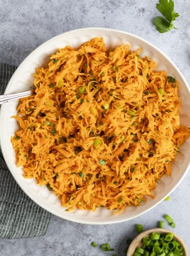 carrot salad in white bowl
