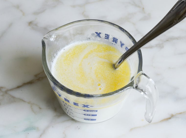 warmed butter and milk