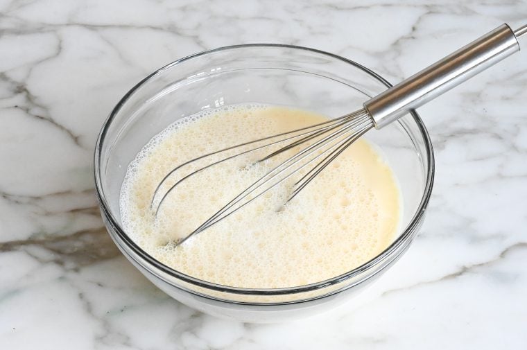 whisked eggs and milk