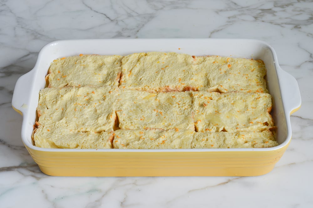 soaking bread with custard