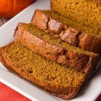 Slices of Pumpkin Bread on a plate.