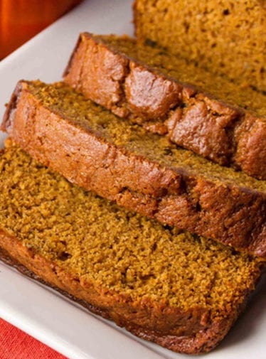 Slices of Pumpkin Bread on a plate.