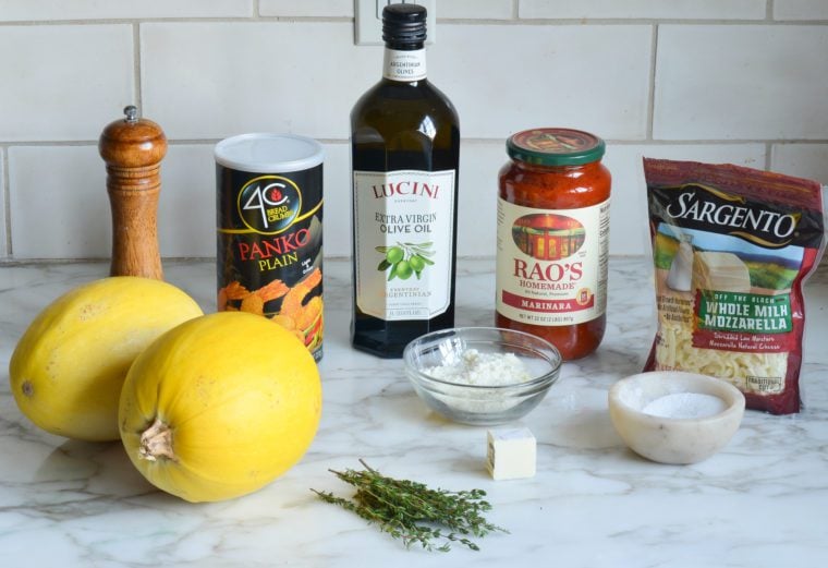 ingredients for baked spaghetti squash with marinara