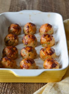 Chicken Meatballs in a baking dish.