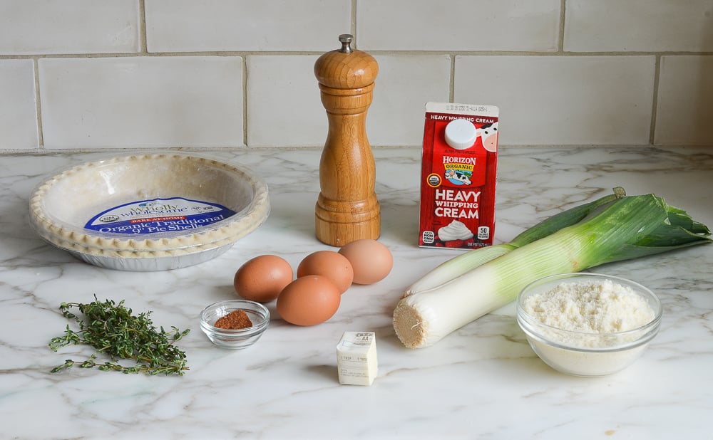 ingredients for parmesan leek quiche