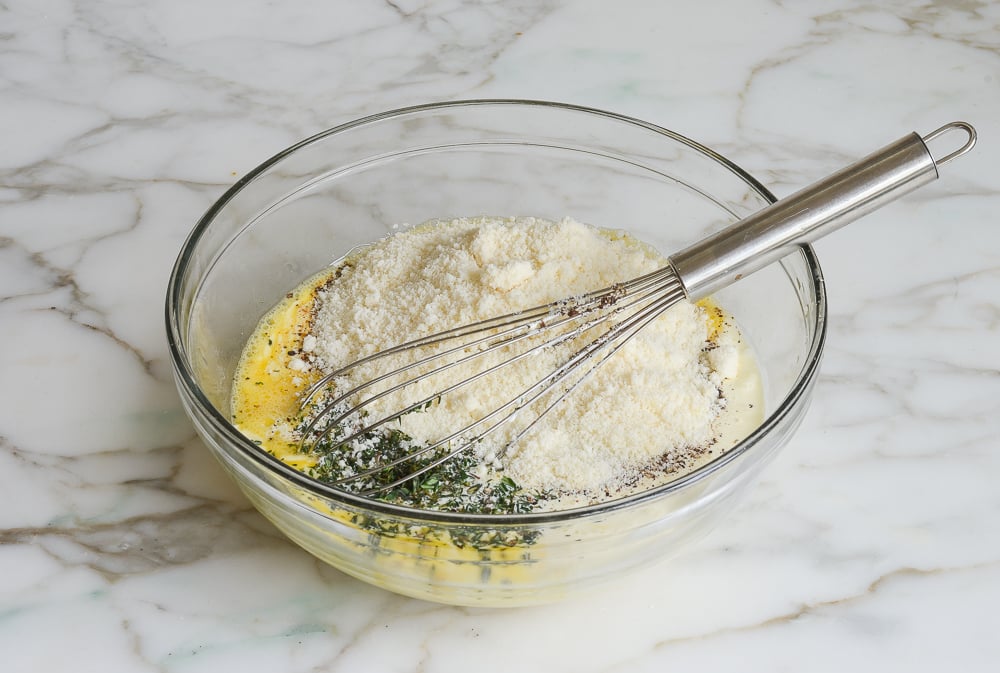 ingredients for custard in mixing bowl