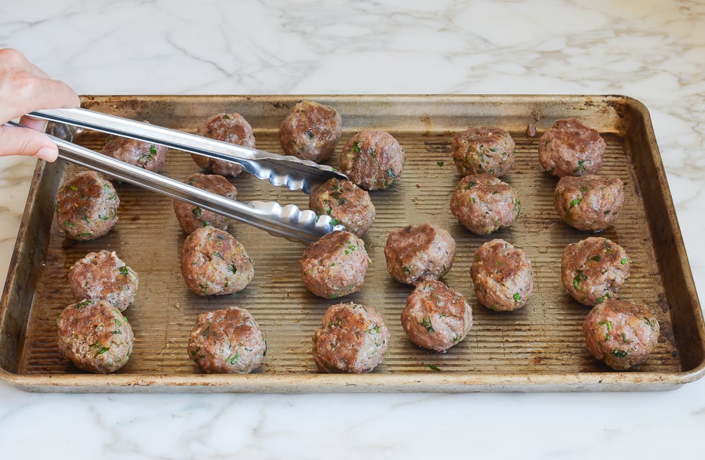 turning meatballs halfway through cooking