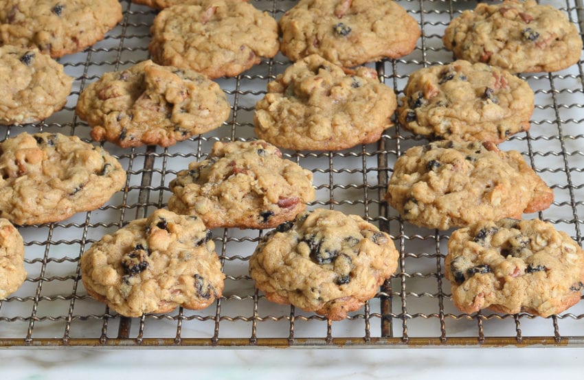 oatmeal cookies cooling on rack