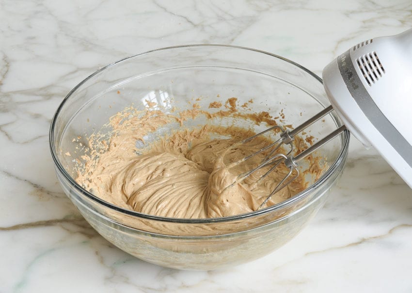 beating in the egg and vanilla