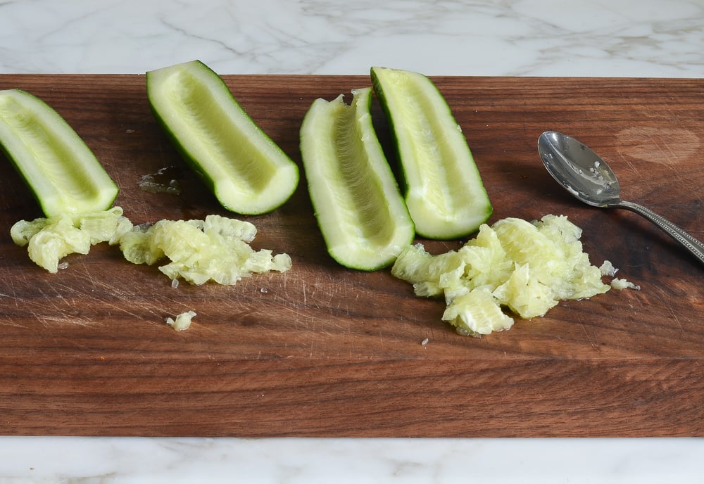 seeding the cucumbers