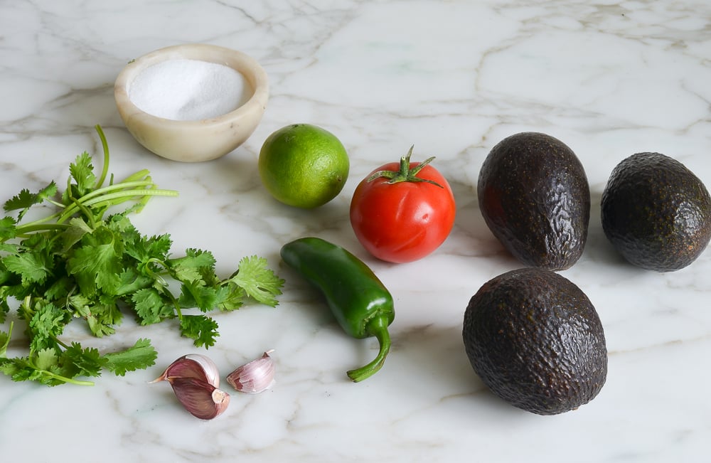 ingredients for roasted garlic guacamole