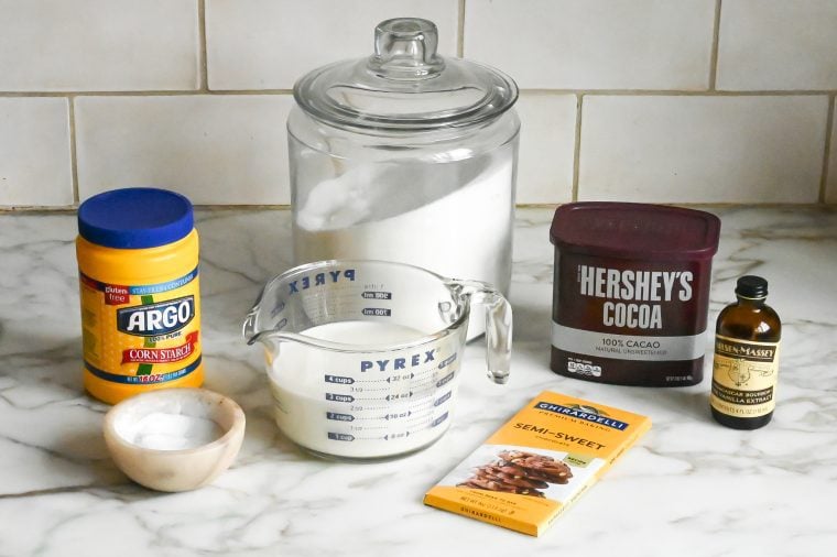ingredients for chocolate pudding