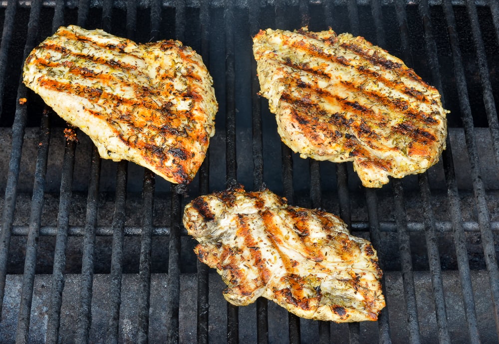 chicken breasts on the grill
