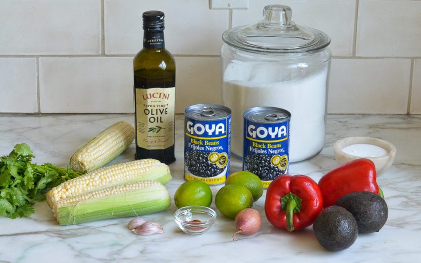 ingredients for making black bean salad