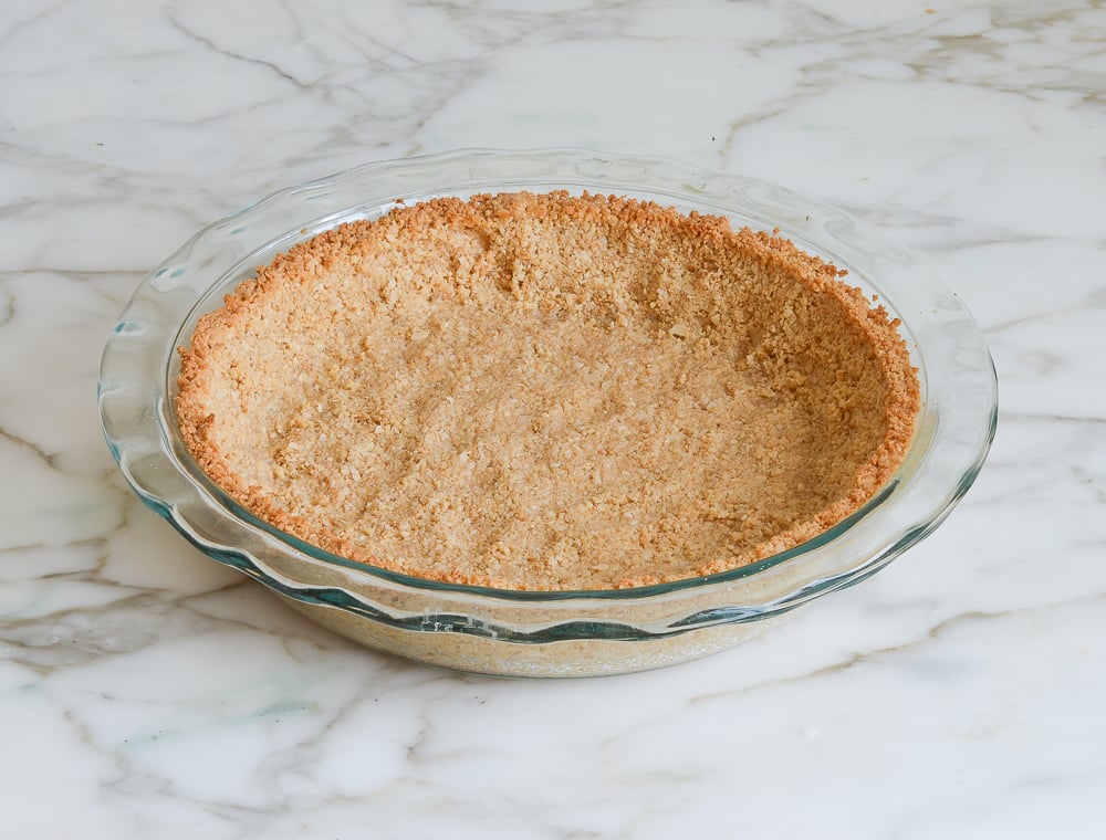 Baked pie crust in a pie pan.