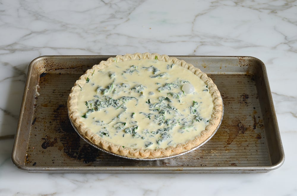 egg and cream mixture poured into crust