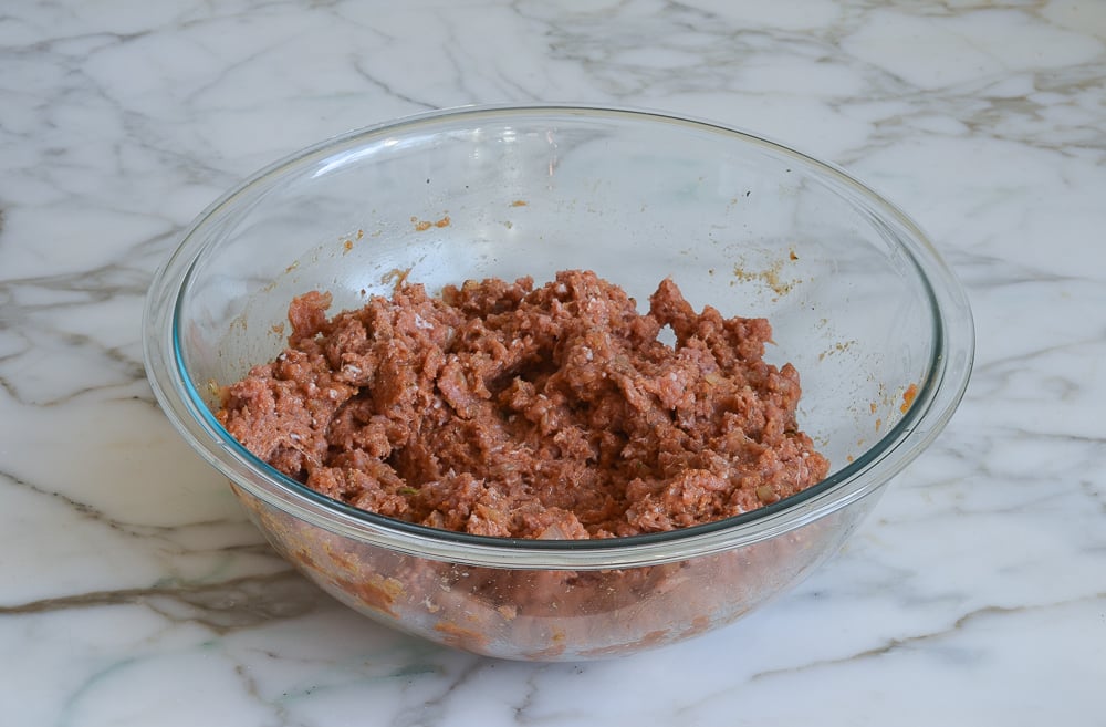 mashed turkey meatloaf mixture in bowl