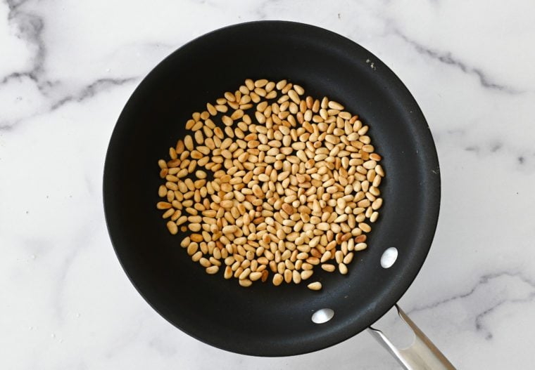 toasting pine nuts in small skillet