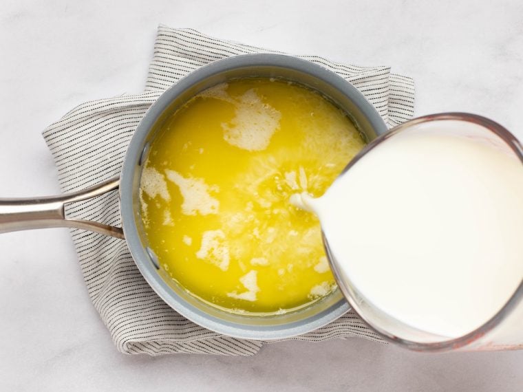 milk with melted butter