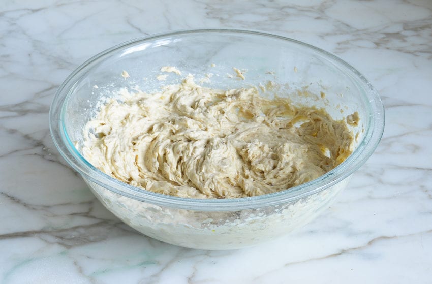 finished batter for banana nut muffins
