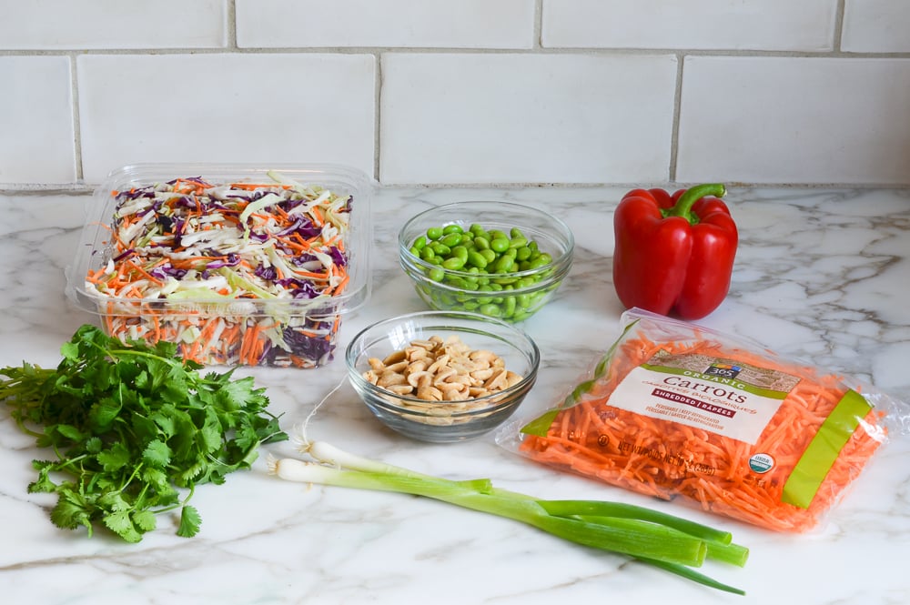 ingredients for Asian slaw