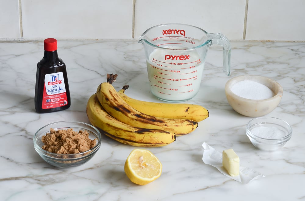 ingredients for banana ice cream