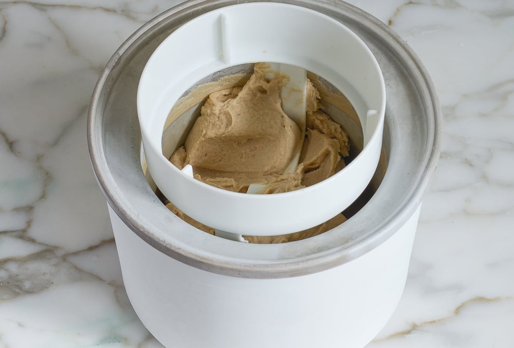 banana ice cream in ice cream machine