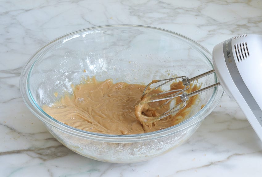 blondie batter in mixing bowl
