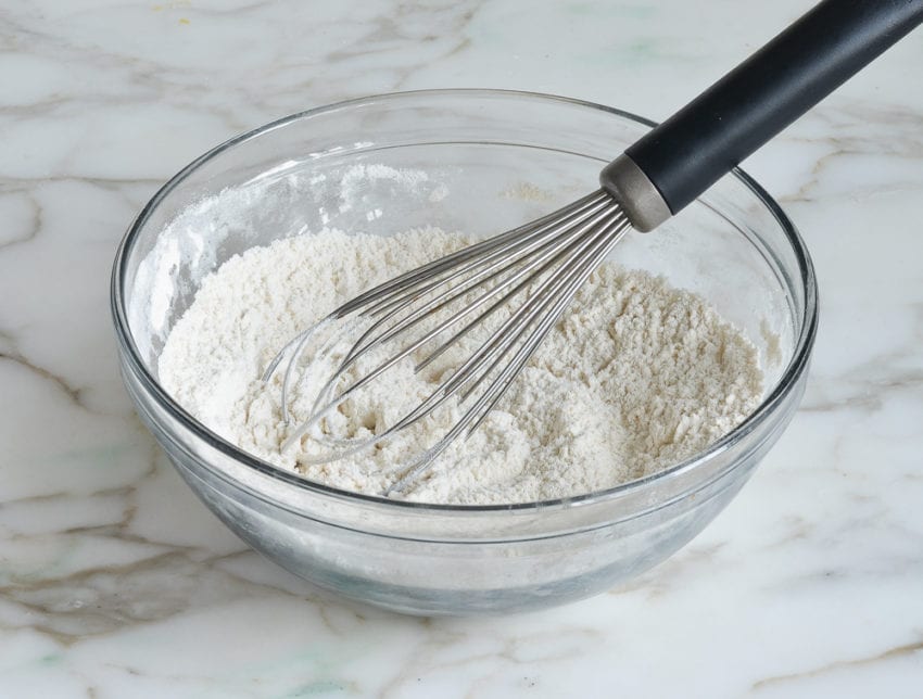 Whisk in a bowl of dry ingredients.