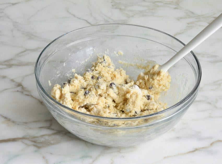 chocolate chip scone dough in a bowl