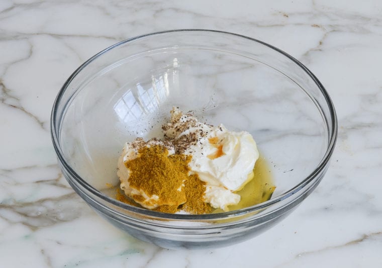 dressing ingredients in mixing bowl