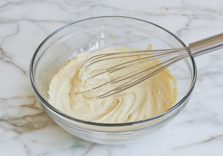 Bowl of whisked dressing.