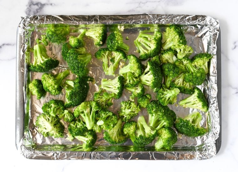 broccoli on baking sheet 