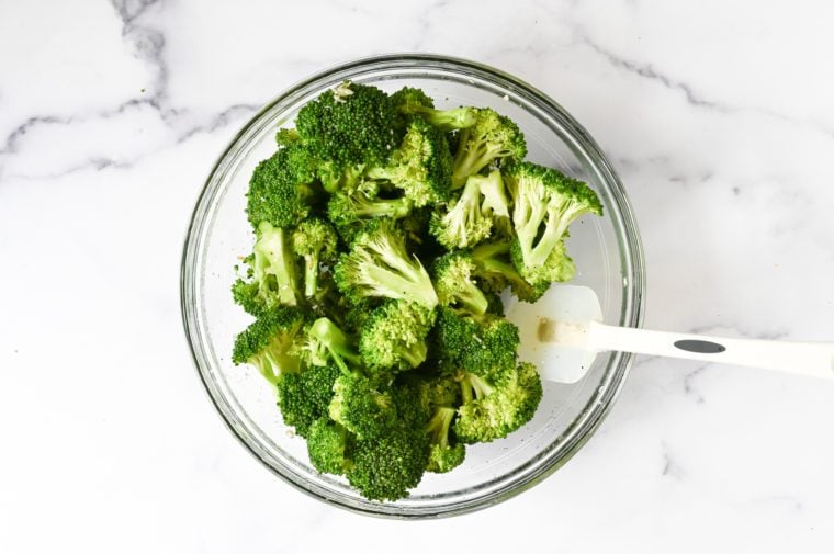 broccoli tossed with oil and seasoning