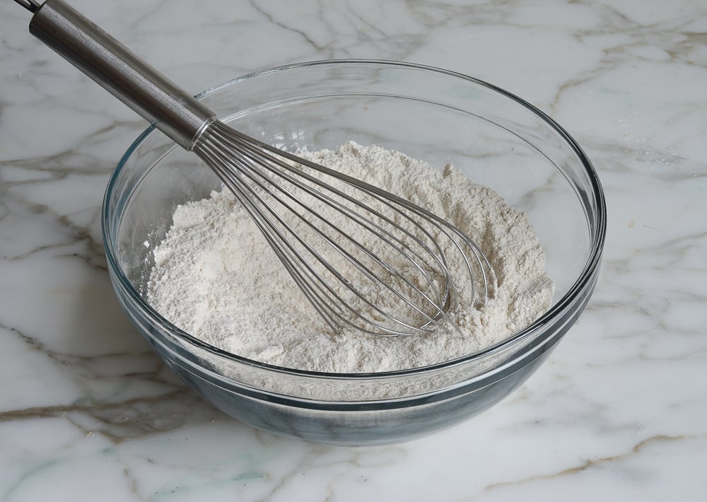 Whisk in a bowl of dry ingredients.