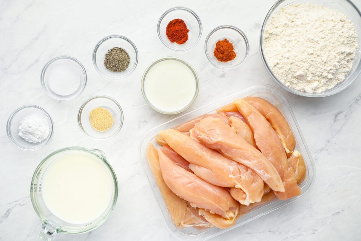 ingredients to make fried chicken tenders