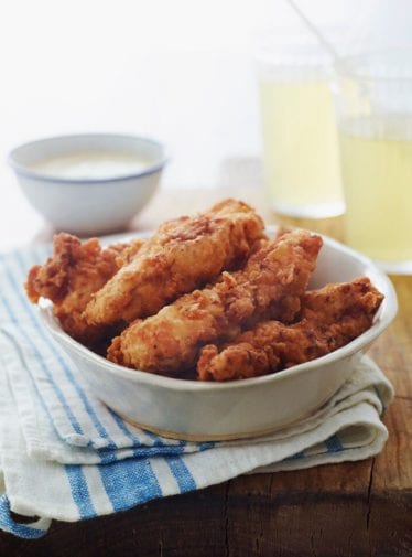 Bowl of buttermilk chicken tenders.
