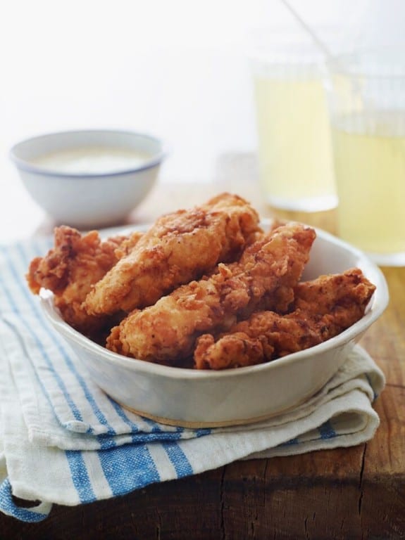 Bowl of buttermilk chicken tenders.