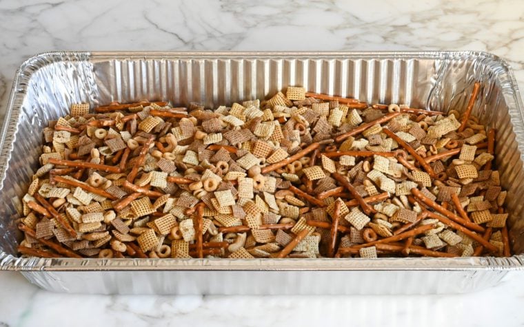 chex ingredients in aluminum pan