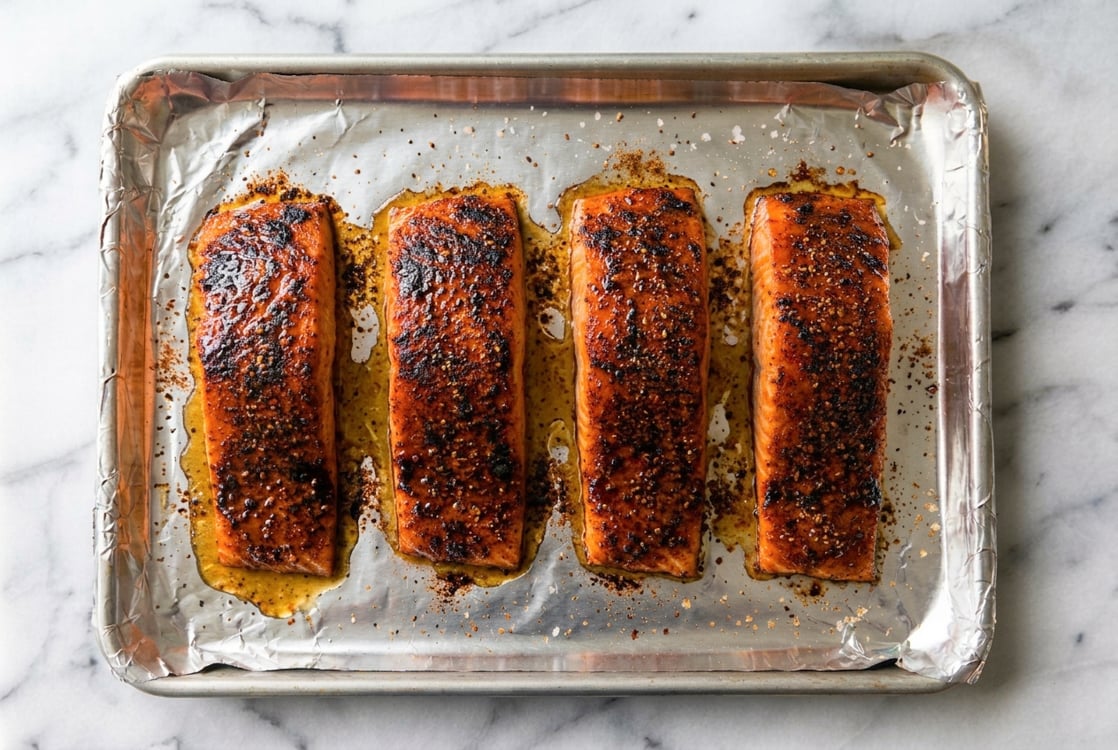 maple-glazed-salmon-pineapple-salsa-glazing broiled salmon brushed with ample sayrup