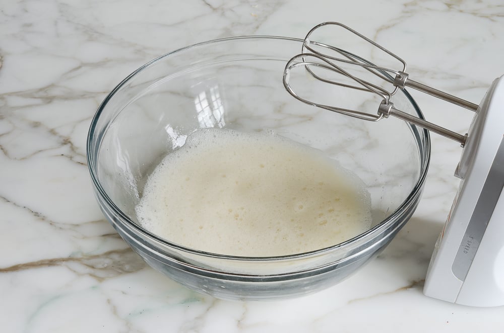 egg whites beaten to soft peaks