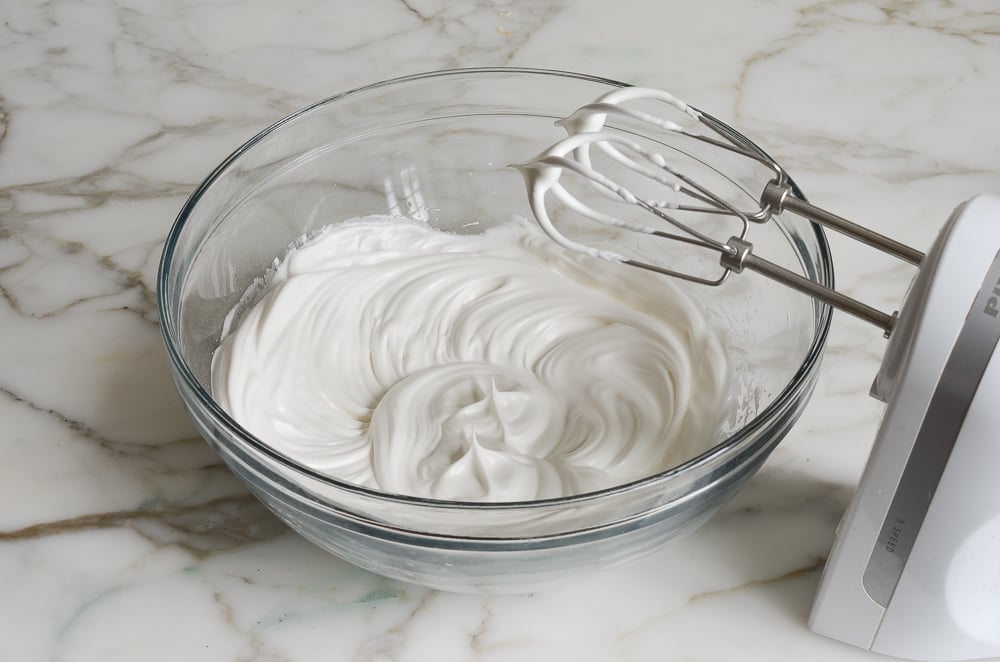 egg whites beaten to stiff peaks