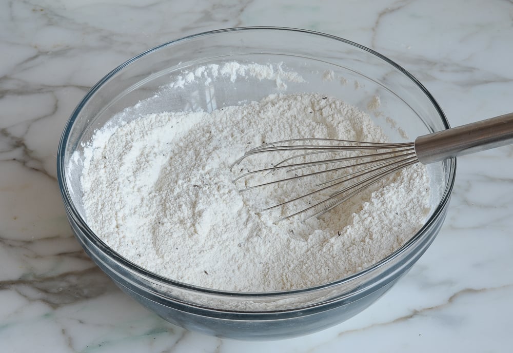 Whisk in a bowl of dry ingredients.