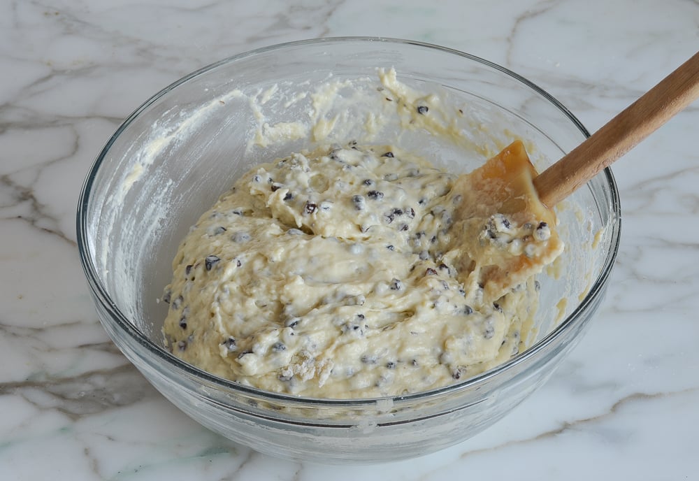 Irish-American soda bread batter in a bowl.