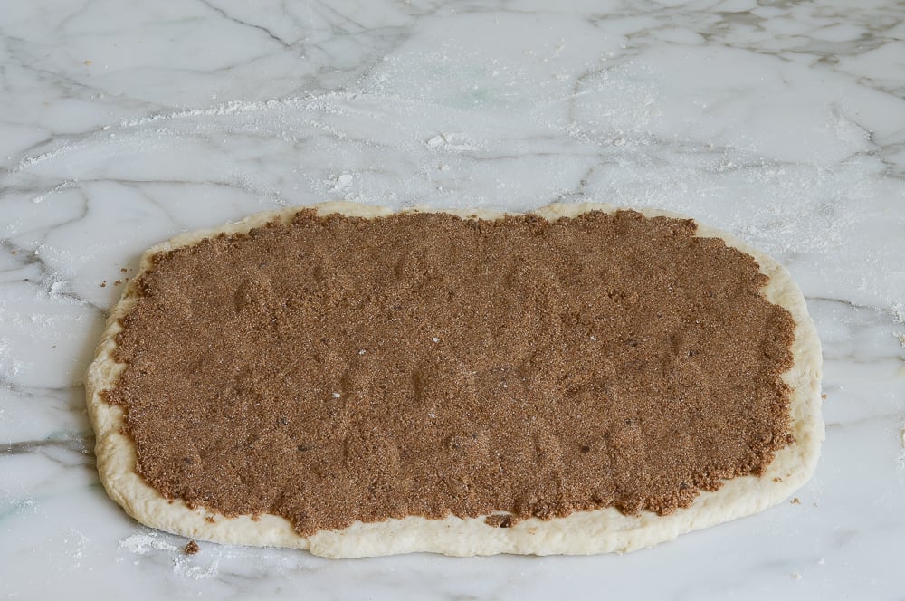 filling spread on dough