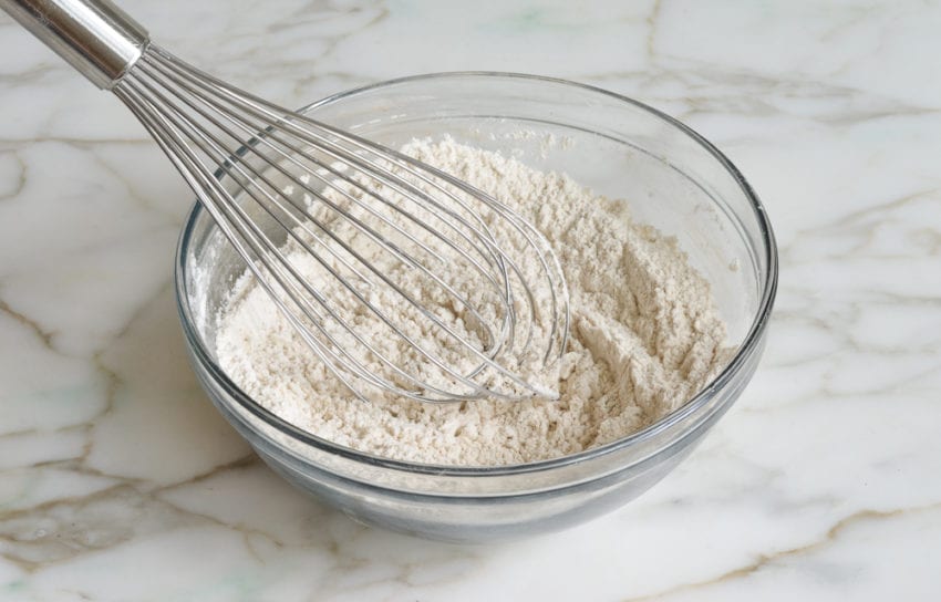 Whisk in a bowl of dry ingredients.