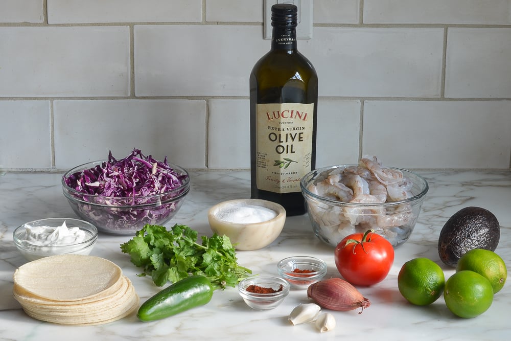 ingredients for grilled shrimp tacos
