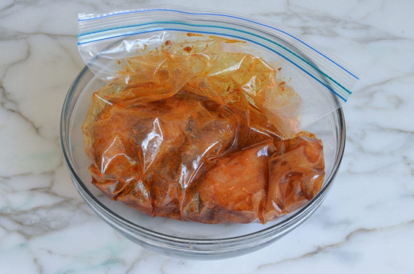 Bag of spiced chicken.