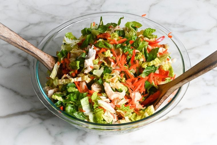 tossed Chinese chicken salad in bowl