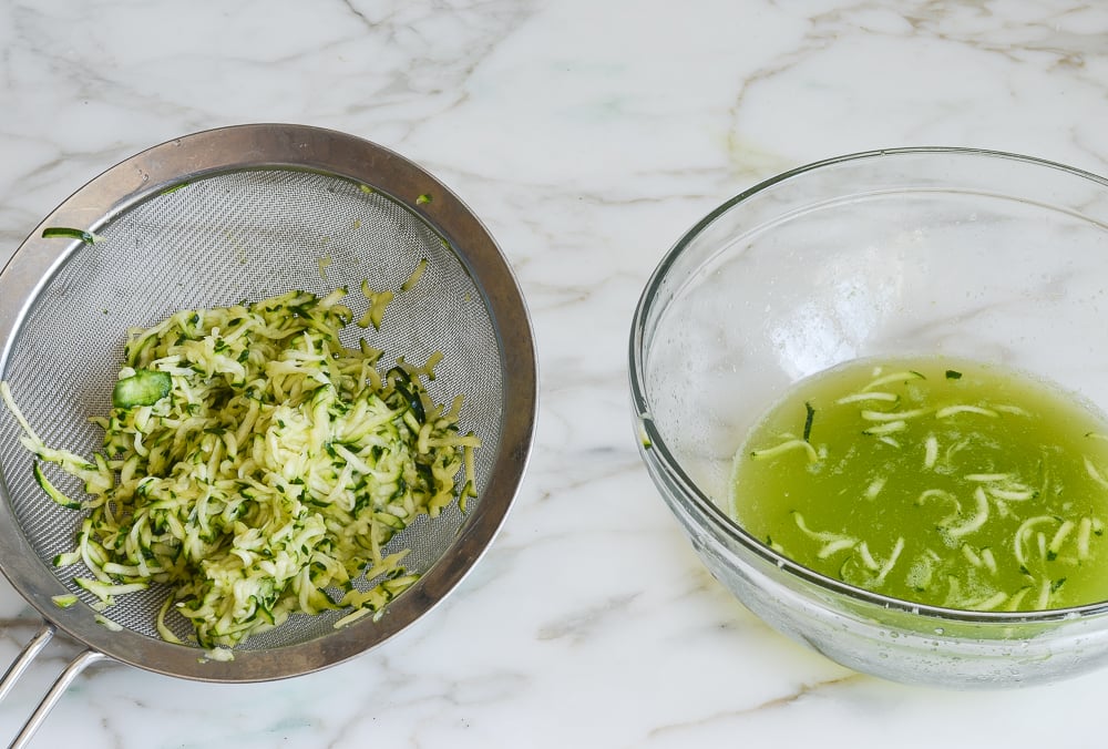 strained and squeezed zucchini